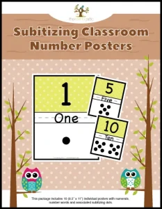 Polka Dot Subitizing Classroom Anchor Number Posters 1-10