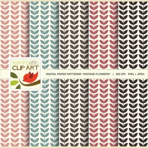 Clip Art: 12 Various Patterns in "Strawberries & Cream" - 24 Digital Papers