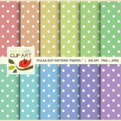 Clip Art: Polka Dot Patterns in pastel colors - 12 Digital Papers