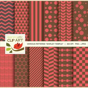 Clip Art: 12 Various Digital Patterns in Shirley Temple - 24 Digital Papers