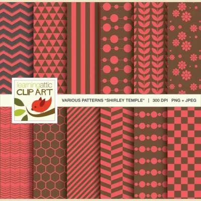 Clip Art: 12 Various Digital Patterns in Shirley Temple - 24 Digital Papers