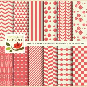 Digital Papers Strawberries & Cream
