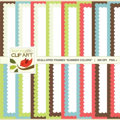 Scallop Bordered Backgrounds: Digital Paper - Clip Art