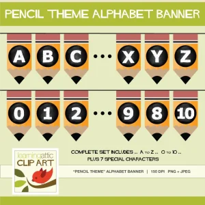 Complete Set Bunting Banner Pencil Theme