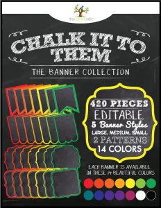 Chalkboard Editable Bunting Banner Rainbow Colors