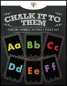 Chalkboard Bunting Banner Alphabet Polka Dot