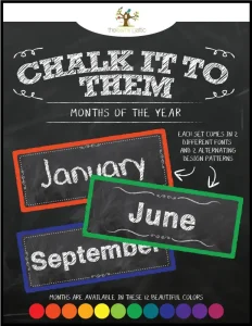 Chalkboard Months of the Year Cards