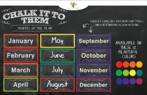 Chalkboard Months of the Year Cards