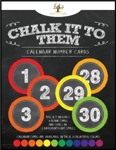 Chalkboard Calendar Number Cards