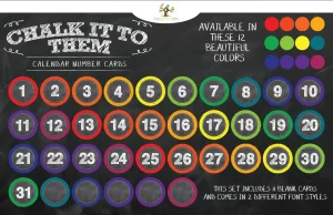 Chalkboard Calendar Number Cards