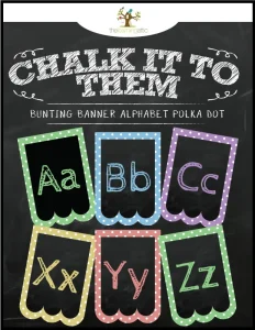 Chalkboard Bunting Banner Alphabet Polka Dot in Pastel