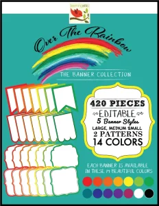 Editable Bunting Banner Rainbow Colors