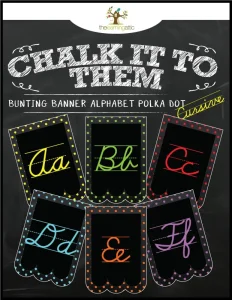 Chalkboard Bunting Banner Alphabet Polka Dot in Cursive