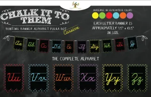 Chalkboard Bunting Banner Alphabet Polka Dot in Cursive