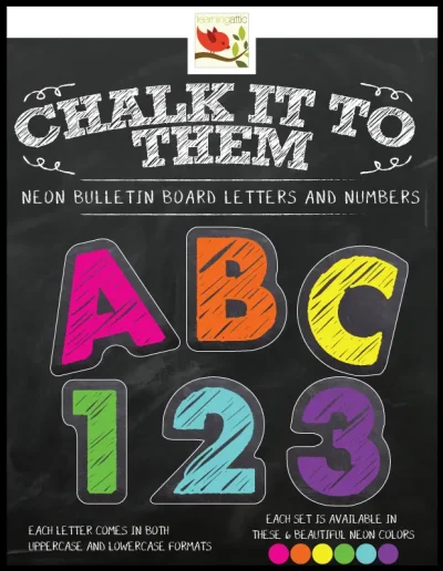 Chalkboard Letters & Numbers in Neon