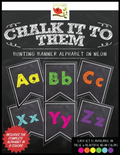 Chalkboard Letters Numbers Banner Neon