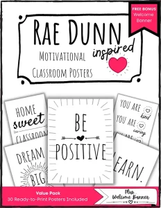 Rae Dunn Inspired 30 Motivational Classroom Posters