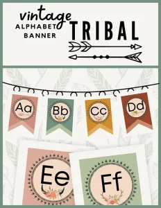 Vintage Tribal Alphabet Banner
