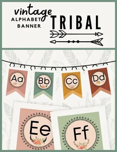 Vintage Tribal Alphabet Banner