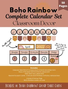 Boho Rainbow Calendar Set