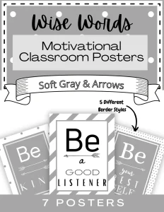 Soft Gray & Arrow Wise Words Motivational Posters
