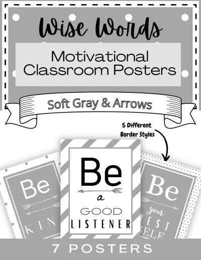 Soft Gray & Arrow Wise Words Motivational Posters