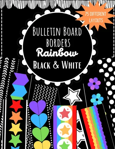 Bulletin Board Set Rainbow Black & White