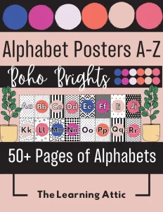 Black and White Bright Boho Colors Alphabet Posters A-Z