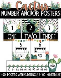 Cactus Number Anchor Posters Classroom Set