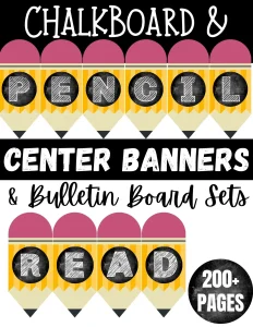 Pencil Theme Centre Labels Bulletin Board Set