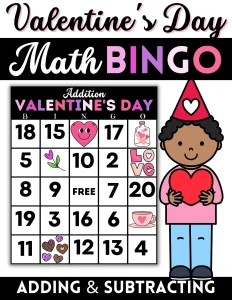 Valentines Day Math Bingo Adding & Subtracting