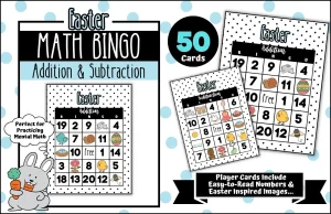 Easter Addition & Subtraction Math BINGO