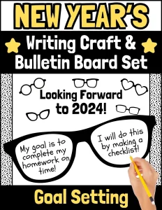 My New Years Goal Setting Glasses Writing Craft & Bulletin Board Set