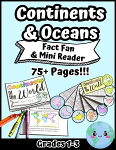 Continents & Oceans of the World Fact Fan Mini Reader Maps & More