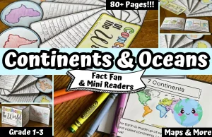 Continents & Oceans of the World Fact Fan Mini Reader Maps & More