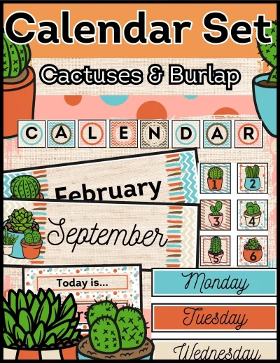 Cactuses & Burlap Calendar Set