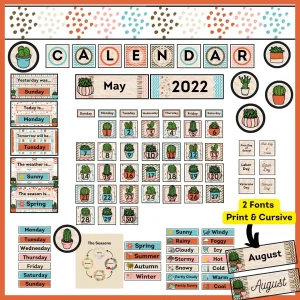 Cactuses & Burlap Calendar Set