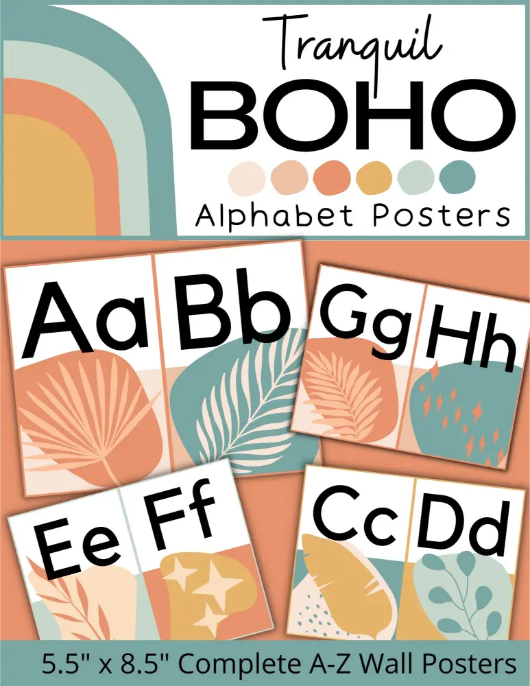 Boho Alphabet Posters in soft colors