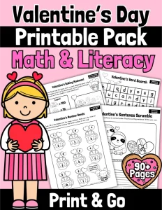 Valentine's Day Printable Math & Literacy Activity Pack