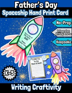 Father's Day Spaceship Hand Print Card Writing Craft