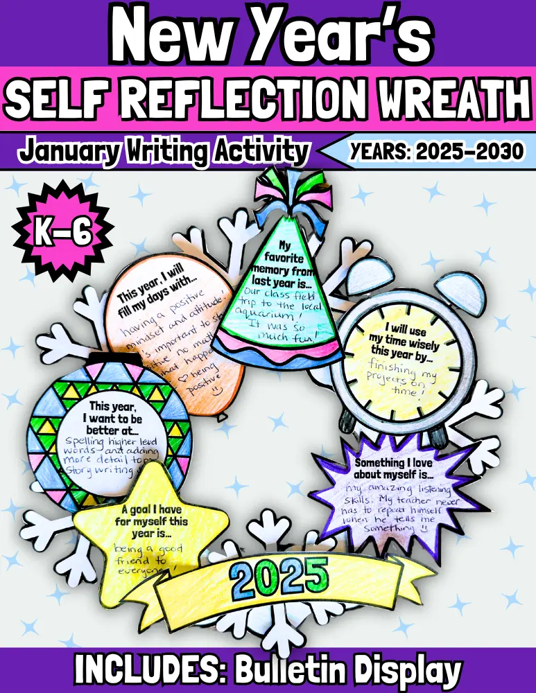 New Years Goal Setting Craft January New Year Wreath Activity Bulletin Display