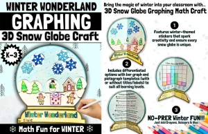 Winter 3D Snow Globe Math Craft December Christmas Graphing Activity K-3
