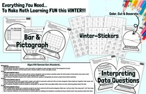Winter 3D Snow Globe Math Craft December Christmas Graphing Activity K-3
