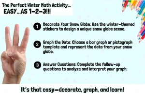 Winter 3D Snow Globe Math Craft December Christmas Graphing Activity K-3