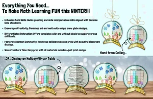 Winter 3D Snow Globe Math Craft December Christmas Graphing Activity K-3