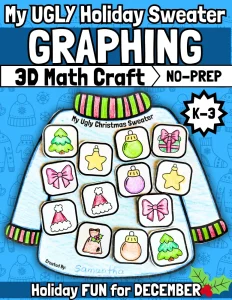 Ugly Holiday Sweater 3D Math Craft Christmas & December Graphing Activity