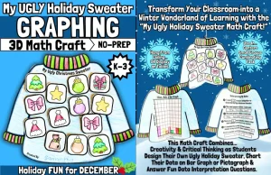 Ugly Holiday Sweater 3D Math Craft Christmas & December Graphing Activity