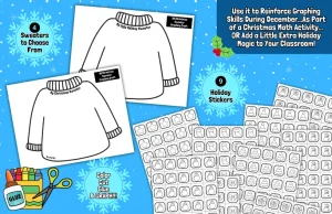 Ugly Holiday Sweater 3D Math Craft Christmas & December Graphing Activity