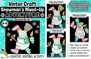 Winter Snowman Craft Creative Writing Activity December Bulletin Board K-6