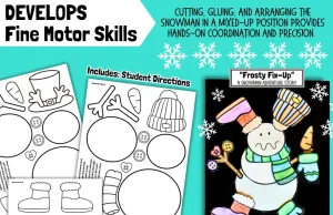 Winter Snowman Craft Creative Writing Activity December Bulletin Board K-6